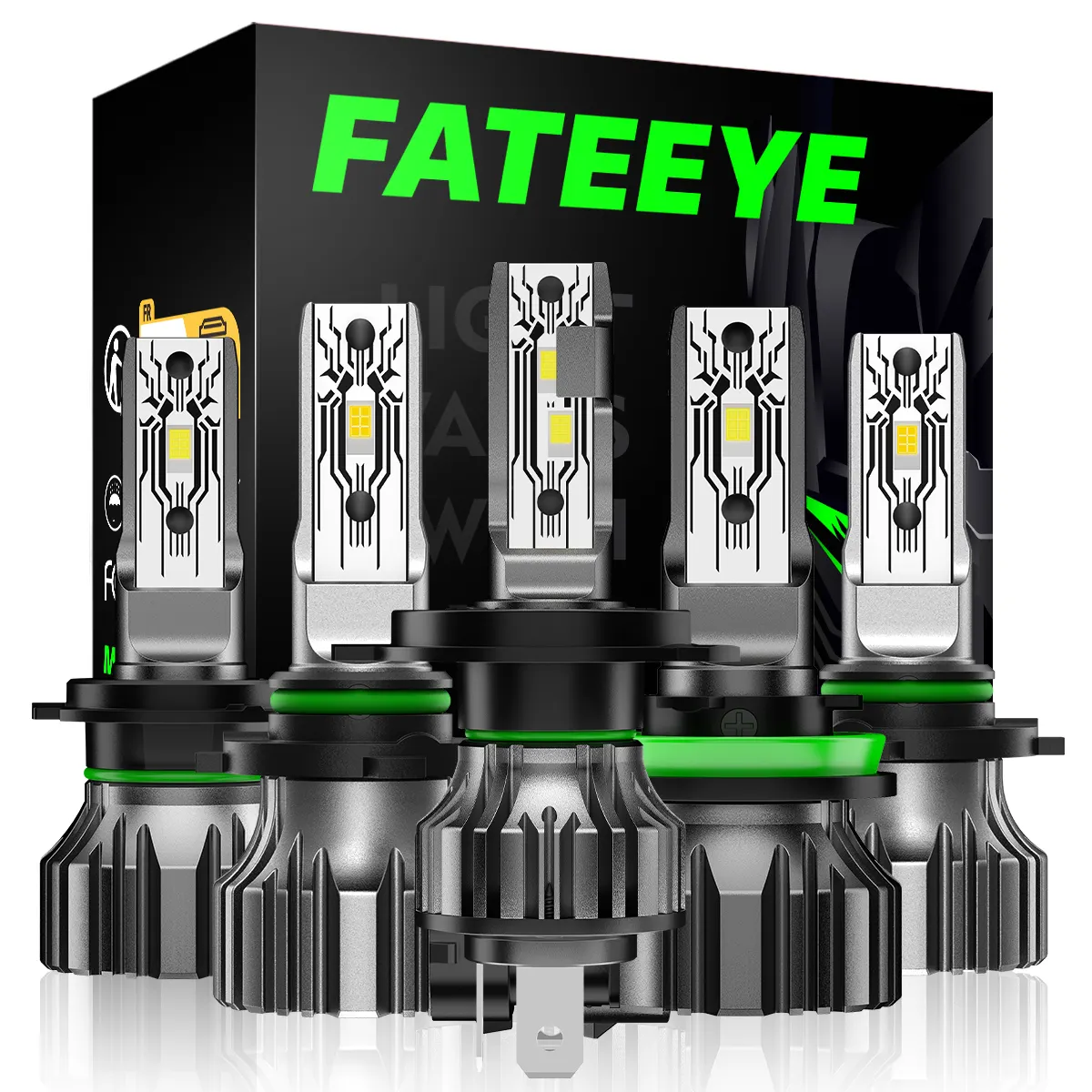 FATEEYE หลอดไฟหน้ารถยนต์ F1,หลอด Led 10000ลูเมน50W H1 H3 H11 H7เลเซอร์สำหรับรถยนต์