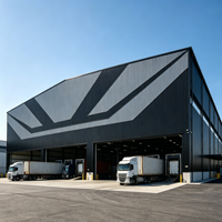 Grande Edificio in Struttura Metallica Nera Prefabbricato, Magazzino Industriale in Metallo per Nord America e Sud America