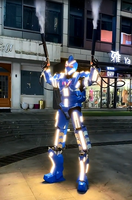 Costume de DJ sur échasses de haute qualité avec LED, tenue unique de robot samouraï LED transformable