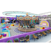 Équipement de terrain de jeux intérieur Vabibo TL044-01, thème princesse/fantaisie, tour araignée, trampoline, fosse à balles, carrousel, arcade, café