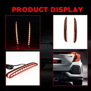 2 Piezas de Luces LED Reflectoras para Parachoques Trasero para <span class=keywords><strong>Honda</strong></span> <span class=keywords><strong>Civic</strong></span> Type R 2016 2017 2018 2019, Luces de Funcionamiento + Freno + Señal de Giro, 3 Funciones - Product Image 5