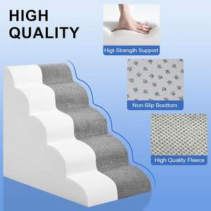 Orthopädische Haustier-Treppe Rampe Weiche Polsterung Schaumstoffmatte zum Schutz der Knie und Gelenke - Hilft Älteren Behinderten Hunden und Katzen beim Aufsteigen von Bett und Sofa - Product Image 2