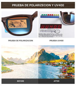 ファクトリーアウトレットバンブーウッドグラスブラウンブラックブラッシュドメンズおよびレディース偏光UVプロテクションサングラス - Product Image 2