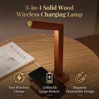 Lampe de table LED magnétique moderne avec chargeur sans fil alimenté par batterie, veilleuse de chevet pour chambre à coucher, bureau d'étude