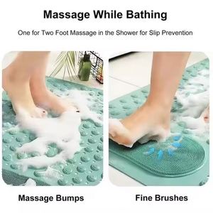 Tapis de sol de salle de bain antidérapant en PVC avec ventouses, pour le nettoyage, le massage et la douche, motif vague solide - Product Image 3