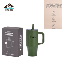 Desain Bunga Baru 32oz/40oz Mug Kopi Tumbler Anti Bocor untuk Perjalanan dengan Gagang dan Tutup Lipat Sedotan untuk Penggantian