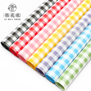 Papier d'emballage coréen mat Xihuanong à motif quadrillé pour fleurs, feuille de bouquet faite à la main, fournitures en gros pour fleuristes - Product Image 3