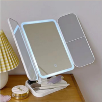 Populaire pliant table Led éclairage pliable bureau usage domestique équipement de beauté Rechargeable maquillage dispositif cosmétique LED miroir