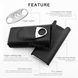 Portasigari da Viaggio in Pelle PU di Vari Colori, Umidificatore Personalizzato con Tagliasigari in Acciaio Inox per 3 Sigari - Product Image 4