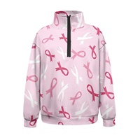 Nouveau sweat à fermeture éclair à manches longues pour femmes de sensibilisation au cancer du sein