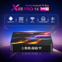X88 Pro 14 Max Quad Core Rockchip RK3528 4GB 64GB 8K HD Smart TV Box Android 14,0 WIFI6 BT5.0 Mali-450 1000Mbps LAN RJ45 Tvbox