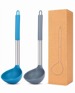 Pack 2 <b>Silicone</b> Ladle Spoons Non-Stick High Heat Resistant BPA Free Dishwasher Safe <b>Kitchen</b> <b>Utensils</b> for Soup Cooking Serving - Product Image 1