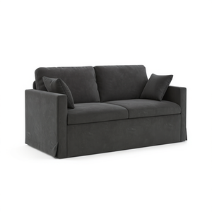 Dark Grey Velvet Living Room Sofa 62.2 X 30.7 X 31.5 In Three Seat Modern Upholstered <b>Rectangular</b> - Product Image 1