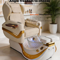 Kursi Spa Pedikur Profesional dengan Saluran Pembuangan, Kursi Pedikur yang Dapat Disesuaikan, Kursi Pedikur Pijat Salon Kuku Elektrik Warna Emas