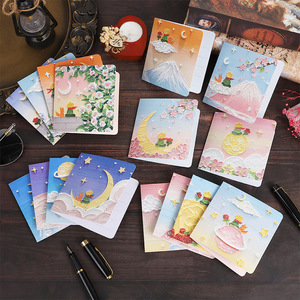 Biglietto di ringraziamento piccolo dipinto a mano in stile pittura a olio, con la rosa del Piccolo <span class=keywords><strong>Principe</strong></span> e un messaggio di benedizione pieghevole - Product Image 2