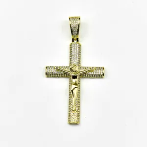 Circón venta al por mayor de alta calidad s925 cruz de plata esterlina colgante religioso joyería encantos de moda
