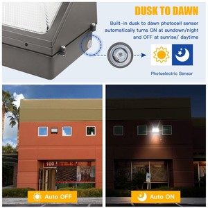 Lámparas LED de Pared de 150W, 100-277v con Fotocélula, 21000Lm, IP65, Iluminación Exterior para Edificios, Patios, Fábricas y Garajes - Product Image 6