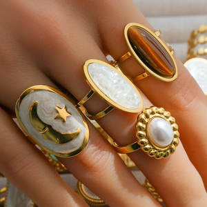 Anelli aperti a goccia in smalto contemporaneo-gioielli di moda regolabili in acciaio inossidabile con Design artistico colorato - Product Image 6