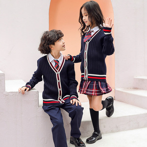 International Maternelle École <span class=keywords><strong>Cardigan</strong></span> Bleu Noir Manteau Enfants Uniforme 100% Coton Marine École Cardigans - Product Image 5