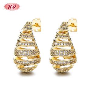 Ottone Guangzhou fabbricazione <span class=keywords><strong>Bottega</strong></span> orecchini 3A zirconi oro placcato oro 18K goccia di acqua per le donne gioielli di moda - Product Image 6