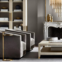 Fauteuil minimaliste moderne en tissu rembourré avec dossier en forme de baril - Écologique et durable pour salon, villa, hôtel, bar