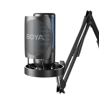 Microphone à condensateur BOYA K3, bras de support pour diffusion en direct, contrôle du volume, du gain et du micro, réduction du bruit par logiciel