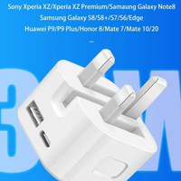 Adaptor Daya PC Lipat Ramah Lingkungan Anti Api 35W Dual Port (USB-A+Type-C) UK dengan Teknologi Pengisian Cepat QC3.0 PD GaN