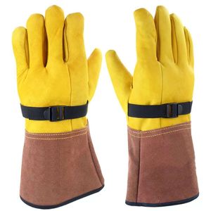 Luvas de trabalho de proteção elétrica Lineman de couro de cabra branco para uso com luvas de borracha isoladas para eletricista de trabalho utilitário - Product Image 1