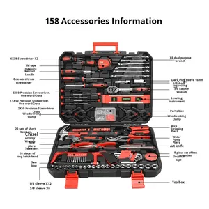 Kit d'outils multifonctionnels pour la maison, 158 pièces, avec étui de rangement rigide pour la réparation et l'entretien domestique - Product Image 6
