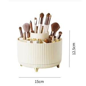 Organizador de cosméticos giratorio para brochas de maquillaje, almacenamiento de plástico para escritorio con compartimento para lápiz labial para herramientas de belleza - Product Image 5