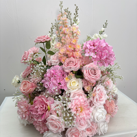 Nouveautés SMOOTH Centre de table en soie rose pour mariage Fleur au toucher réel Fleur artificielle Boule de fleurs pour événement de mariage