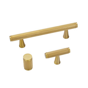 Knurled Brass Cabinet Pulls Modern <strong>Matte</strong> <strong>Black</strong> &amp; Gold Drawer Handles for Wardrobe Cupboard Kitchen Cabinet <strong>Door</strong> - Product Image 2