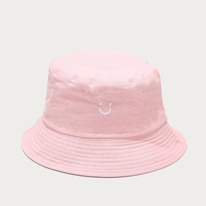 Wholesale Smile Face Unisex Cotton Custom 3D Embroidery Logo Reversible Bucket <b>Hat</b> <b>for</b> Casual Cycling - Product Image 5