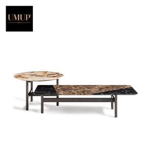 Table basse de luxe moderne scandinave avec plateau en marbre <span class=keywords><strong>Pandora</strong></span>, structure en acier inoxydable, résistante aux rayures, structure robuste pour le salon - Product Image 2