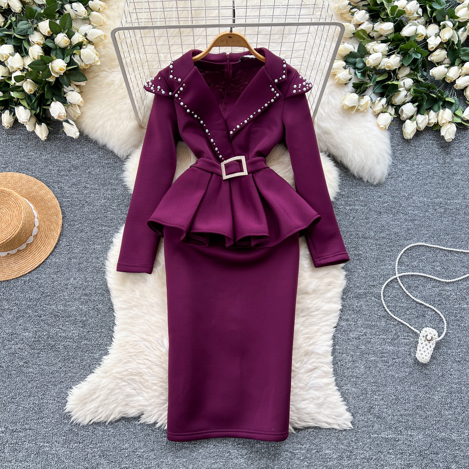 open lace back dress Power Classic Women Long Coat Dress | Suit Coat | Blazer Dress
