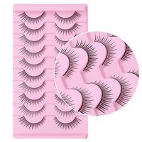 10 paires 14mm naturel doux Volume noir bande acrylique 3d cils en gros pleine bande bande Faux vison cils