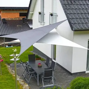 Toldo triangular para jardín, cubierta gris oscura, vela para sombra solar con accesorios