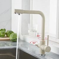 Robinet de cuisine moderne et innovant en laiton, à un seul trou, double poignée, avec cartouche céramique, idéal pour appartement, hôtel et hôpital
