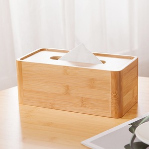 Bamboo Tissue Box <b>Rectangle</b> Minimalist Design For Living Room Desktop Storage - Product Image 3