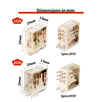 Relais d'interface Shenler RFT1CO024L, relais 24VDC, relais mince et base d'alimentation 24VDC, module 8 broches, Lora DPDT, kit de test, 1 pôle, 12A, étanche