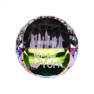 Hot sale professional free Customize New York City 3d laser Crystal diamond paperweight K9 Glass Crystal paperweight