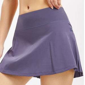 تنورة نسائية بطيات بطبقتين للجولف والتنس الرياضية عالية التمدد قصيرة الظهر ملابس رياضية للجيب - Product Image 3
