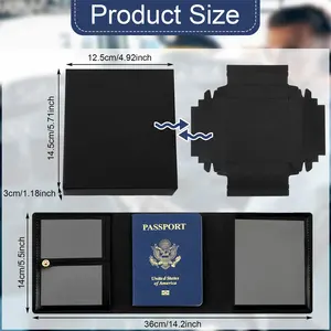 ארנק טייס דרכון שחור דרכון כיסוי טייס מסמכים מחזיק pu עור נסיעות
