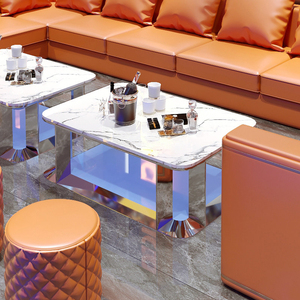 Table basse de <span class=keywords><strong>bar</strong></span> KTV Karaoké LED moderne de luxe, en verre trempé, personnalisable en taille et couleur, avec structure en métal et acier inoxydable, petite table de <span class=keywords><strong>bar</strong></span> - Product Image 6