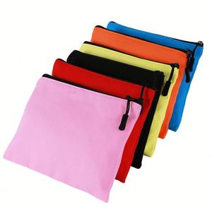 Custom Solid Color <b>Canvas</b> Coin Purse Zipper Mini Pen Key Bag Shopping Portable Storage Handbags Foldable Money Bags - Product Image 2