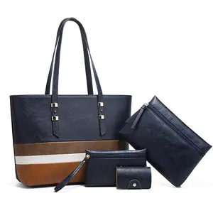 Yeni moda kadın renk engelleme moda büyük kapasiteli dört parçalı set tek omuz çapraz çanta