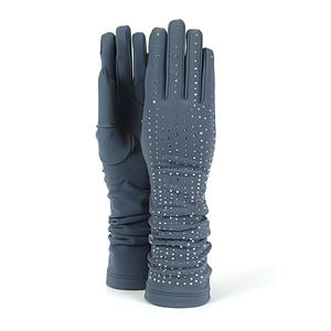 ผลิตในอิตาลี ถุงมือผู้หญิง ถุงมือแฟชั่น ถุงมือผ้าประดับเพชร เปล่งประกายและเหมาะสำหรับโอกาสที่หรูหรา วัสดุยืด - Product Image 1