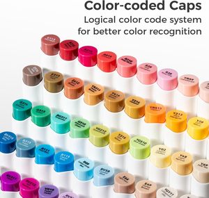 Marcadores de <span class=keywords><strong>alcohol</strong></span> <span class=keywords><strong>Ohuhu</strong></span>: cincel suave 60 Ilustración-pincel de color y cincel suave Marcadores de dibujo de puntas dobles - Product Image 2