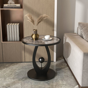Mesa Auxiliar Moderna de Lujo Minimalista Contemporánea con Estructura de Hierro y Tapa de Piedra Sinterizada - Duradera y Ecológica - Product Image 5