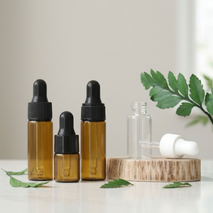1ml 2ml 3ml 5ml Amber/clear min Glass <b>Dropper</b> Essential Oil <b>Bottle</b> with Black Cap - Product Image 5